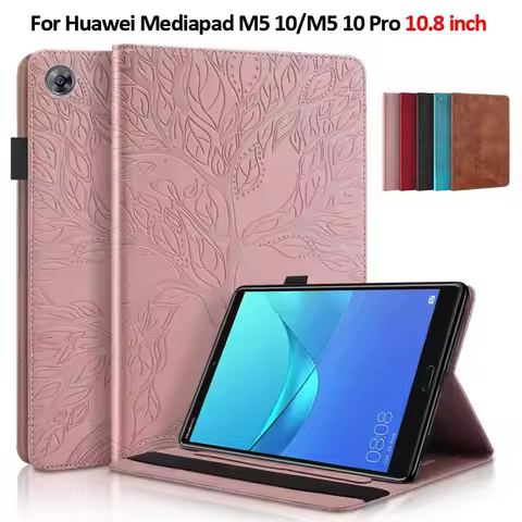 Tablet Cover For Huawei MediaPad M5 10.8 inch CMR-AL09/W09/W19 Emboss Tree Flip Wallet Stand Cover F