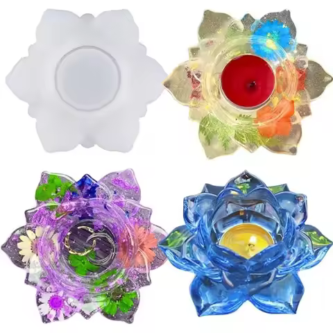 Silicone Candle Holder Molds Silicone Lotus Flower Mold Candlestick Resin Molds Lotus Tealight Candl