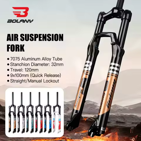 BOLANY 32mm Tube Air Fork MTB 26/27.5/29 Inch 120mm Traver Suspension Fork 7075 Aluminum Alloy QR 9x