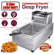 8L 2.5kw Commercial Stainless Steel Single Tank Electric Deep Fryer Dapur Goreng Elektrik Ayam Goreng Kentang Goreng