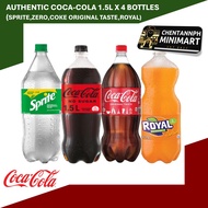 Authentic Coca-Cola Sprite, Coke Original Taste, Zero Sugar, Royal 1.5 Liters x 4 Bottles Softdrinks