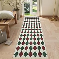 LIVEBOX Christmas Checkered Rug Runners for Hallways 2.5x8, Non Slip Kitchen Washable Runner Rug, Mo