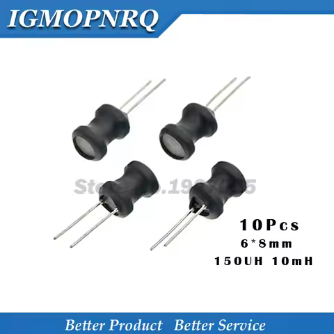 10Pcs I-shaped Coils Unshielded Wirewound DIP power Inductor 0608 (6*8mm)150uH 220uH 330uH 470uH 1mH
