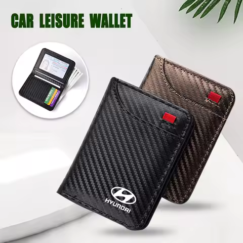 Carbon Fibre Car Driving License Credit Card Wallet Bag For Hyundai Tucson Accent Elantra Santa Fe S