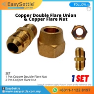 ✅Forged Copper 💯Double Flare Union & Flare Nut 1hp to 5hp 1/4" 3/8" 1/2" 5/8" 3/4" Aircond Air Cond 