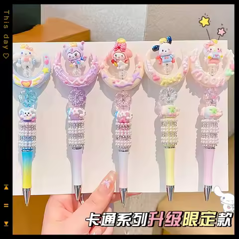 Sanrio animation peripheral crystal rotating gel pen black cute girl's dream cinnamoroll my melody b