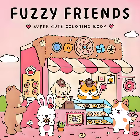 FUZZY FRIENDS: Coloring Book for Adults Featuring Cute Cozy Daily Activities for Relaxation (Cozy Sp