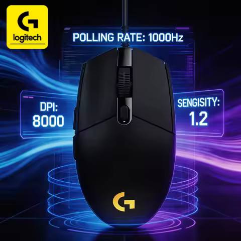 E-sports grade G203/G102 mouse, USB wired, RGB lighting effect, 8000 DPI, 6 key customizable, precis