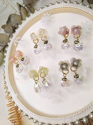 浮容手作房HIBISCUS#靜月#/耳環/uv膠/乾燥花/水晶花