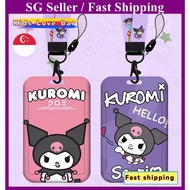 (SG Seller) Ezlink Card Holder With Lanyard Kawaii Sanrio Kuromi ID Card Holder Anti-lost Cartoon PV
