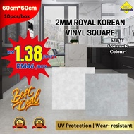 10PCS/40 SQFT 2MM ROYAL KOREAN VINYL SQUARE WARNA KONKRIT 60CM X 60CM FLOORING MURAH UV PROTECTION