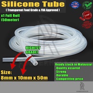 Food grade Silicone tube / transparent Tube hose tube / translucent tube / Full Roll (8mm x 10mm x 5