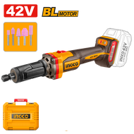 INGCO เครื่องเจียรพิมพ์ไร้สาย 42V (Brushless) รุ่น CDGLI42012 เครื่องเจียรคอตรง พร้อมแบต 2.0Ah x2 แล