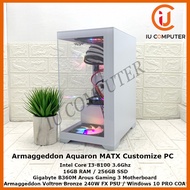 ARMAGGEDDON AQUARON MATX CUSTOMIZE GAMING INTEL CORE I3-8100 16GB RAM 256GB SSD GT1030 USED DESKTOP 