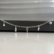 Lắc chân Bạc ta cho bé gái dài 17cm kèm charm các loại có thể sử dụng như lắc tay bạn gái - Bạc thật