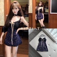 Shop Code Worth It KITTI 217 Floral Dress With Foam Padding + Neck Tie Wear To Events Dating Dinner 