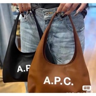 Apc logo print pu shoulder bag hand bag