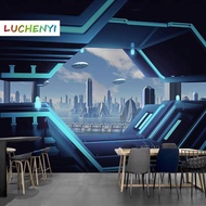 Custom wallpaper mural space city design wallpaper for karaoke cafe sports room  wall decoration sti