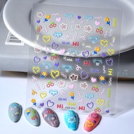 Graffiti Bear Embossed Manicure Stickers Transparent Three-Dimensional Love Nail Stickers Small Fres