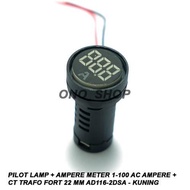Pilot Lamp + Ampere Meter 1-100 Ac Ampere + Ct Transformer Fort 22Mm - Yellow