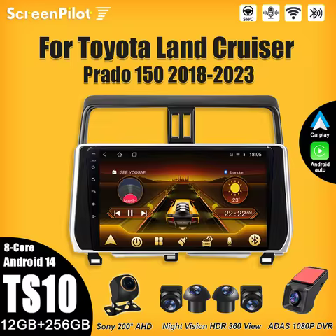 For Toyota Land Cruiser Prado 150 2018 2019-2023 Android 15Multimedia Video Player Carplay Touch Scr