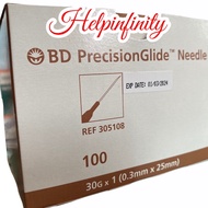 BD PrecisionGlide 30G x 1” (0.3mm x 25mm) Needles 100s