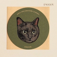 EMJOUR Embroidered Sticker Card-Black Cat | Pet Souvenir Gift Zoo Card Bag Decoration Phone Case