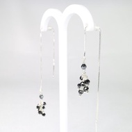 黑尖晶石純銀耳鏈式耳環