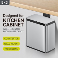 EKO Food Waste Bin Stainless Steel with Inner Bucket and Deodorizer, Hanging Dustbin Kitchen Tong Sa