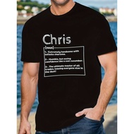 Chris Meaning English Print, Men's Short Sleeve T-Shirt, Casual Soft Cozy Skin-Friendly Trendy Summe