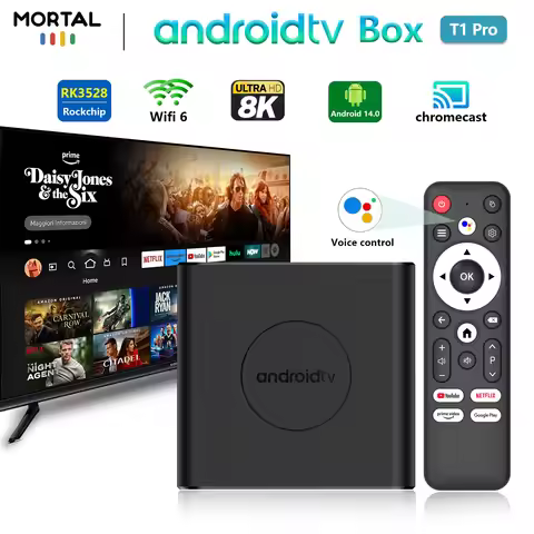 Mortal T1pro RK3528 Quad Core Smart TV Box Wi-Fi 6 Streaming 8K HDR Android14 With Voice Remote Netf