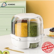 [YLHOME] 6 Grid Rotating Rice Dispenser Rice Storage Bucket Rice And Grain Storage Container*LARGE C