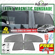 Honda Civic FD 2006 - 2012 Magnetic Sun Shade Magnet Sunshade FREE Stick TouchNGo Holder