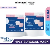 MEDICOS HydroChargeTM Slim Fit / Regular fit 4Ply Surgical Face Mask - Pink Duo (50Pcs)