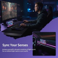 Readystock Universal RGB Sound Piup Ambient Light Bar Dynamic Gradient LED for Car Interior TV Room 
