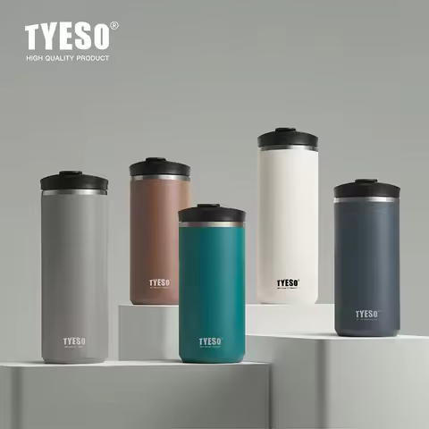 Tyeso French Press Thermoses Travel Mug 304 Stainless Steel Portable Cold Brew Coffee Maker Tea Infu