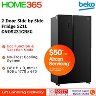 Beko 2 Door Side by Side Fridge 521L GNO5231GBSG