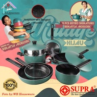 HIJAU SUPRA 9pcs non-stick pan set retro green aluminum by renatta moeloek / 9pcs cookware set new s