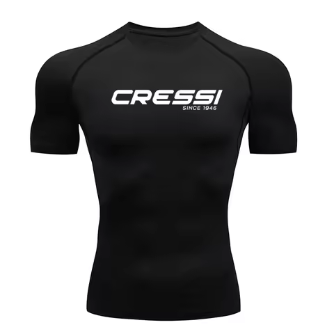 Men Surf Sunscreen Diving Suit Rash Protection t-Shirt Swimsuit Tight Short-Sleeved Swimming Floatin