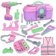 Kids Tool Set, 31 PCS Kids Tool Box Pretend Play Construction Toy with Electric Drill Hammer Tool Ac