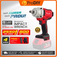 PRODIY RED SERIES 2550RPM Cordless Impact Wrench Brushless Motor 800NM Mesin Sepana Impak Electric P