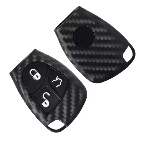 3 Button High Quality Carbon Fiber Silicone Car key cover Case For Mercedes Benz C B E Class W203 W2