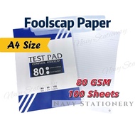 【READY STOCK】 Test Pad/ Foolscap Paper A4 Size 80GSM 100Sheets | Kertas Foolscap Saiz A4 100 Helai
