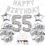 Decoration 55th Birthday Man Silver Balloon 55 Years Silver Party Balloons 55th Birthday Decoration 