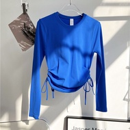 Autumn Winter Yoga Clothes Long-Sleeved Yoga Clothes Top Women Yoga Clothes Klein Blue Suit Drawstri