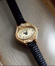 Agete 復古錶款 皮革錶 K金 鑽石 錶頭 手錶