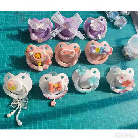 DIY Handmade ABDL Comfort Pacifier Kawaii Lace Bow Flower Wide Caliber Silicone For Adult DDLG Comfo