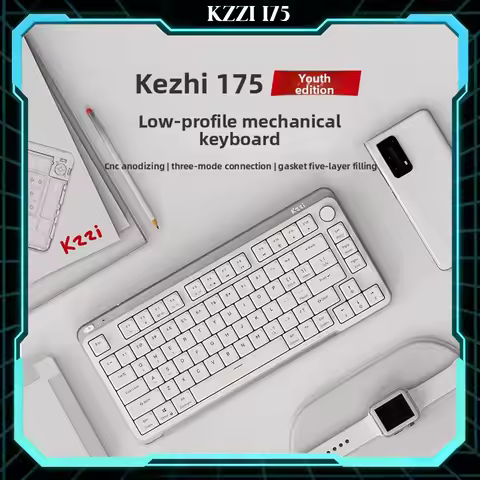 KZZI I75 Lite Low Profile Mechanical Keyboard 75% Layout Tri-mode Wireless BT 2.4G Aluminum Frame RG