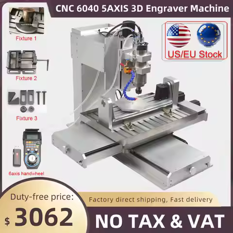2200W CNC 5Axis 6040 3D Engraver Machine Metal Milling Drilling Machine USB Port Router Vertical for