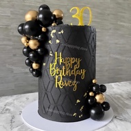 35Pcs Black Gold Balls Cake Toppers New Year Birthday Cake Decorations Acrylic Number 0-9 Cake Toppe